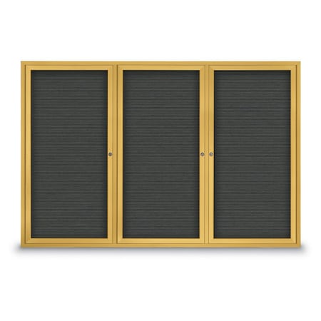 30x36 1-Door Enclosed Outdoor Letterboard,Grey Felt/Gold Alum